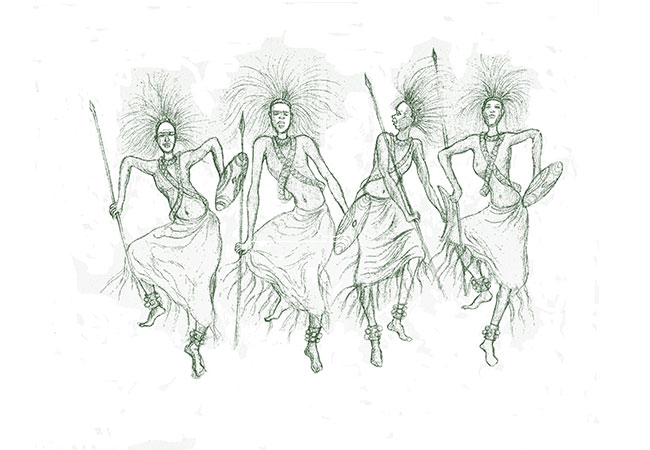 Cartoon of Intore Dancers